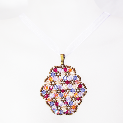 Pendant 65cm - Terence Oval-Violet Organza - Pendant 65cm - Laiton bronze